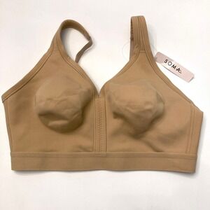 SOMA Embraceable FC Wireless Unlined Bra Full Coverage Womens 36D Tan Brown New